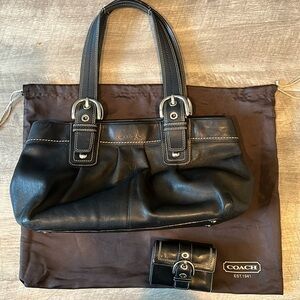 Black Coach Purse + Matching Black Coach Wallet